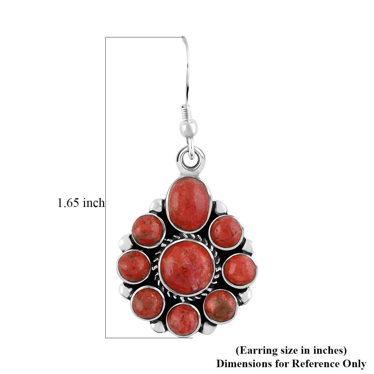 Santa Fe Style Red Coral Earrings and Necklace 18-20 Inches in Sterling Silver image number 6