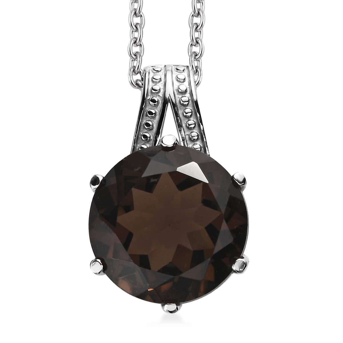 Brazilian Smoky Quartz 7.75 ctw Solitaire Pendant Necklace in Stainless Steel 20 Inches image number 0