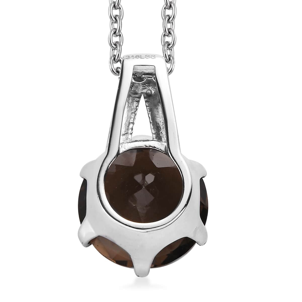 Brazilian Smoky Quartz 7.75 ctw Solitaire Pendant Necklace in Stainless Steel 20 Inches image number 4