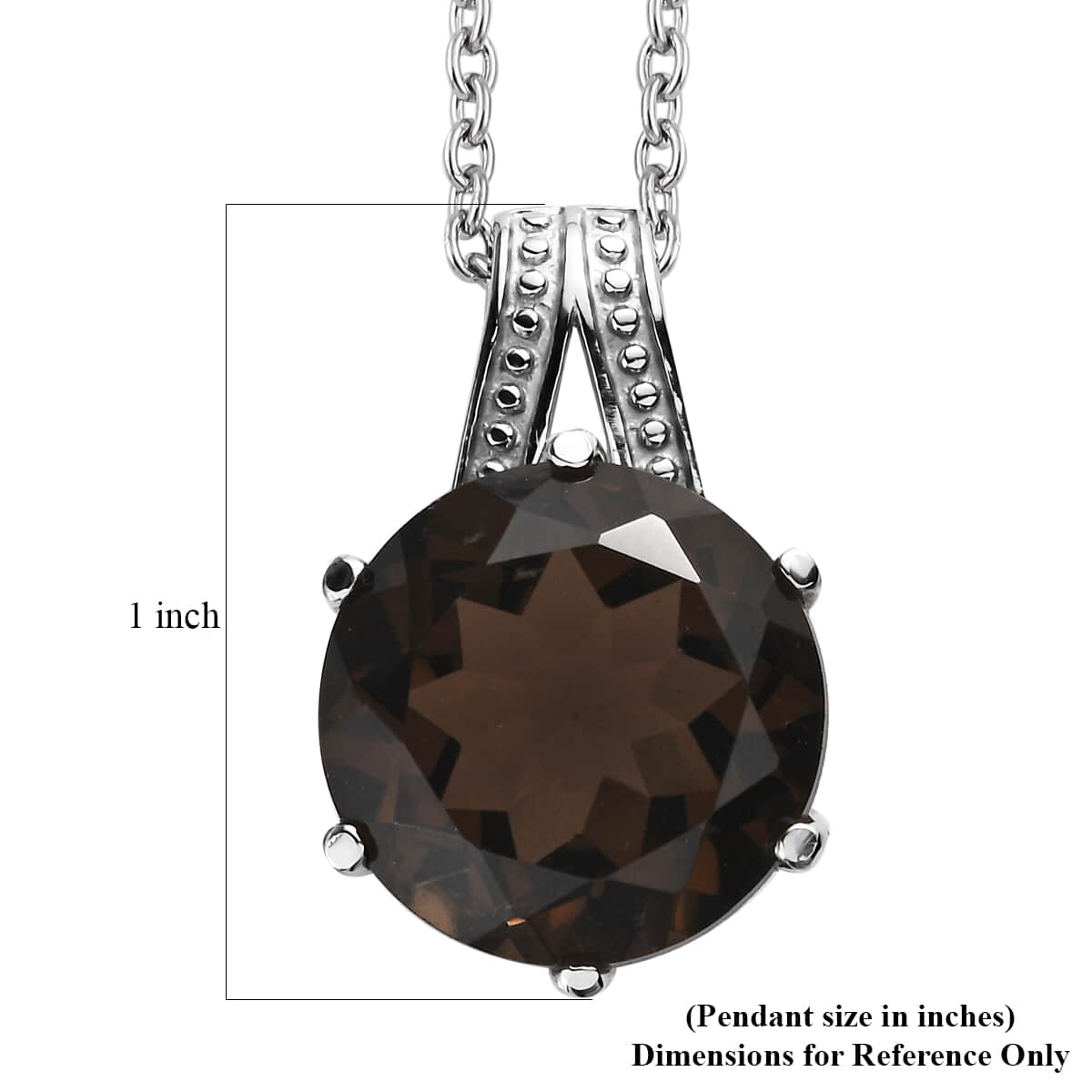 Brazilian Smoky Quartz 7.75 ctw Solitaire Pendant Necklace in Stainless Steel 20 Inches image number 6