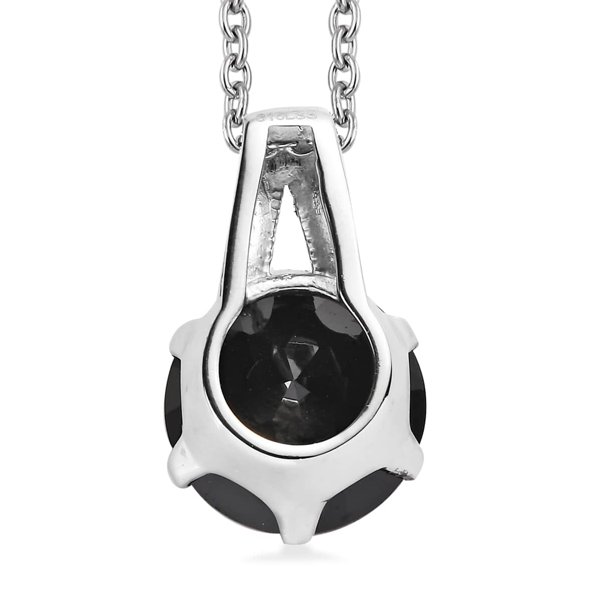 Thai Black Spinel 11.90 ctw Solitaire Pendant Necklace in Stainless Steel 20 Inches image number 4