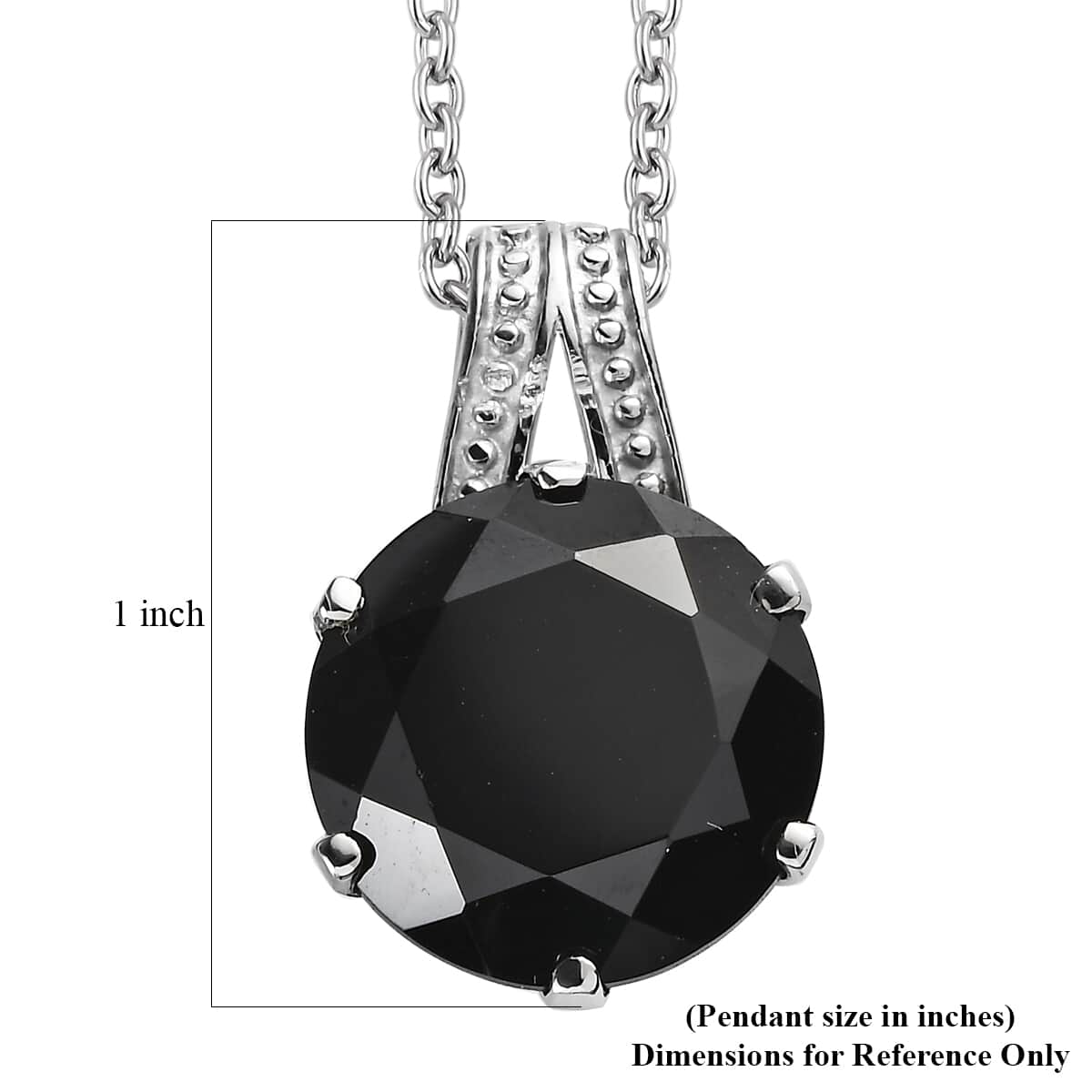 Thai Black Spinel 11.90 ctw Solitaire Pendant Necklace in Stainless Steel 20 Inches image number 6