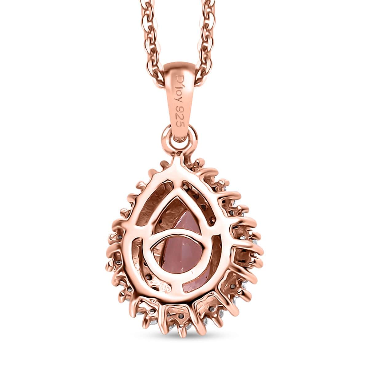 Premium Pink Morganite, Natural Champagne and White Diamond Double Halo Pendant Necklace 20 Inches in 18K Vermeil Rose Gold Over Sterling Silver 1.00 ctw image number 4