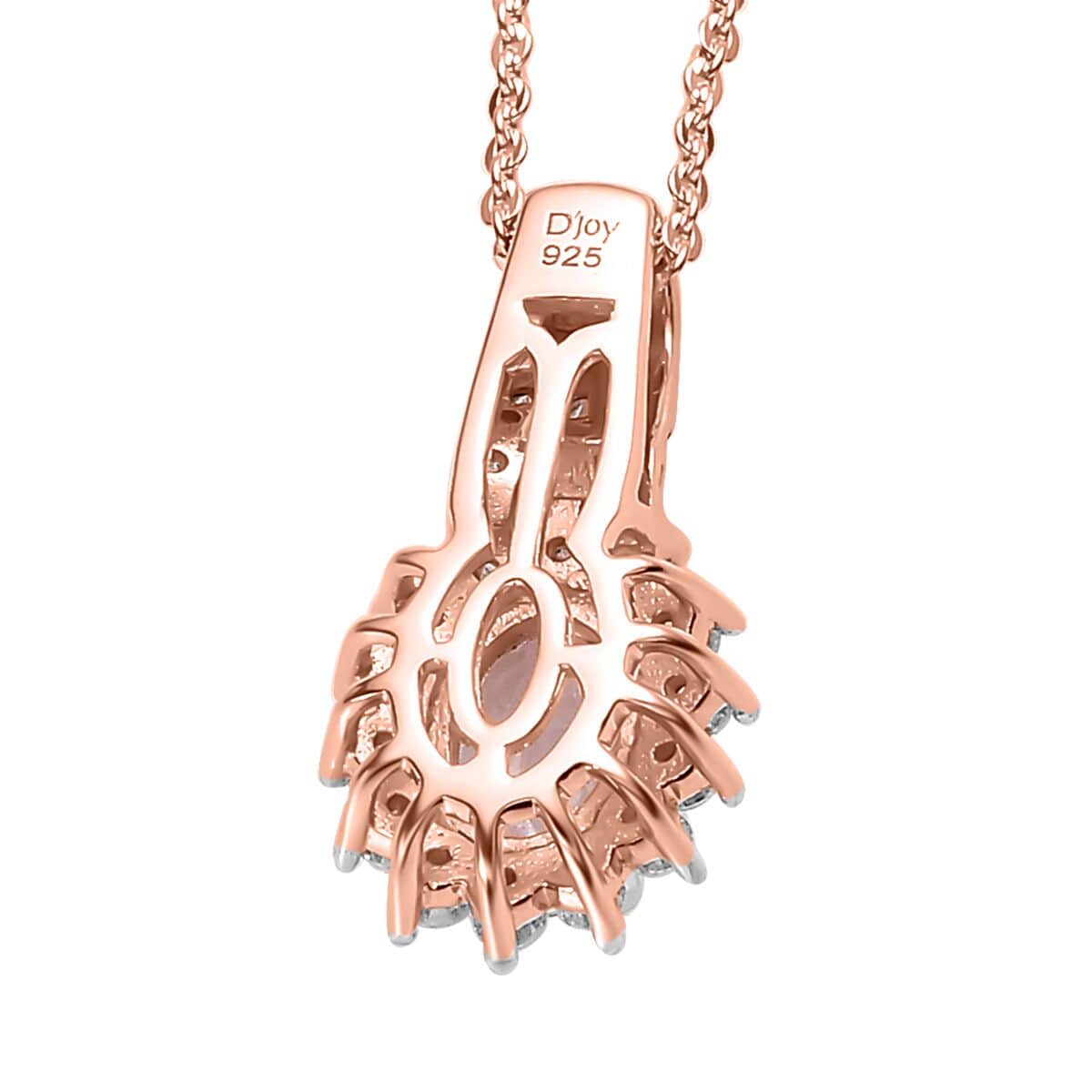 Premium Pink Morganite and Moissanite Pendant Necklace 20 Inches in 18K Vermeil Rose Gold Over Sterling Silver 1.10 ctw image number 4