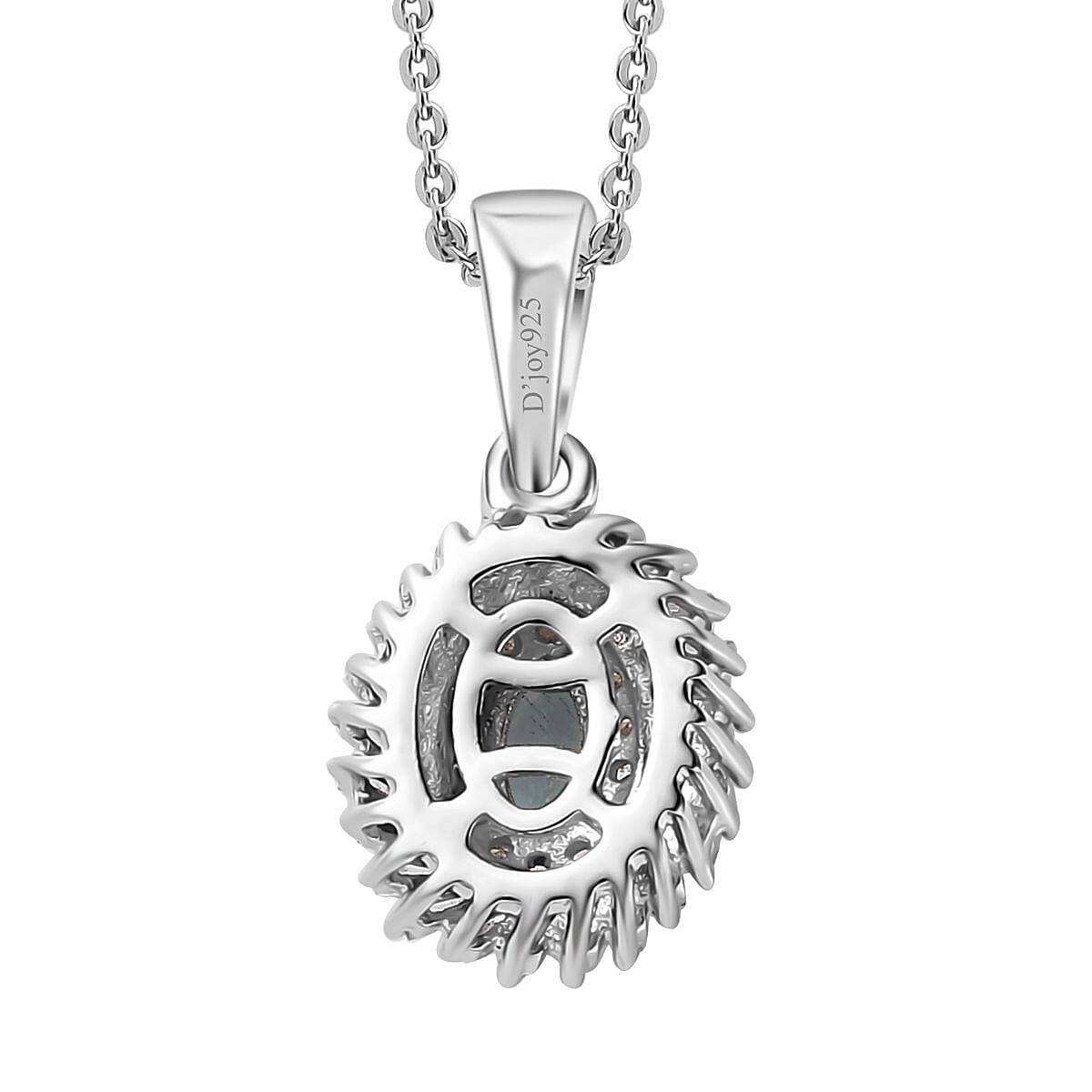 Premium Pirineu Lagoon Tourmaline and Diamond Floral Pendant Necklace 20 Inches in Rhodium Over Sterling Silver 0.55 ctw
