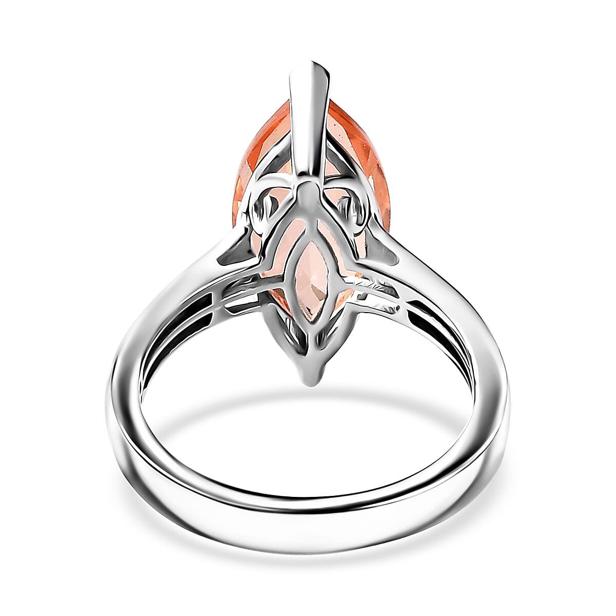 Morganique Quartz (Triplet) Solitaire Ring (Size 6.0) and Pendant in Rhodium Over Sterling Silver with Stainless Steel Necklace 20 Inches 8.40 ctw