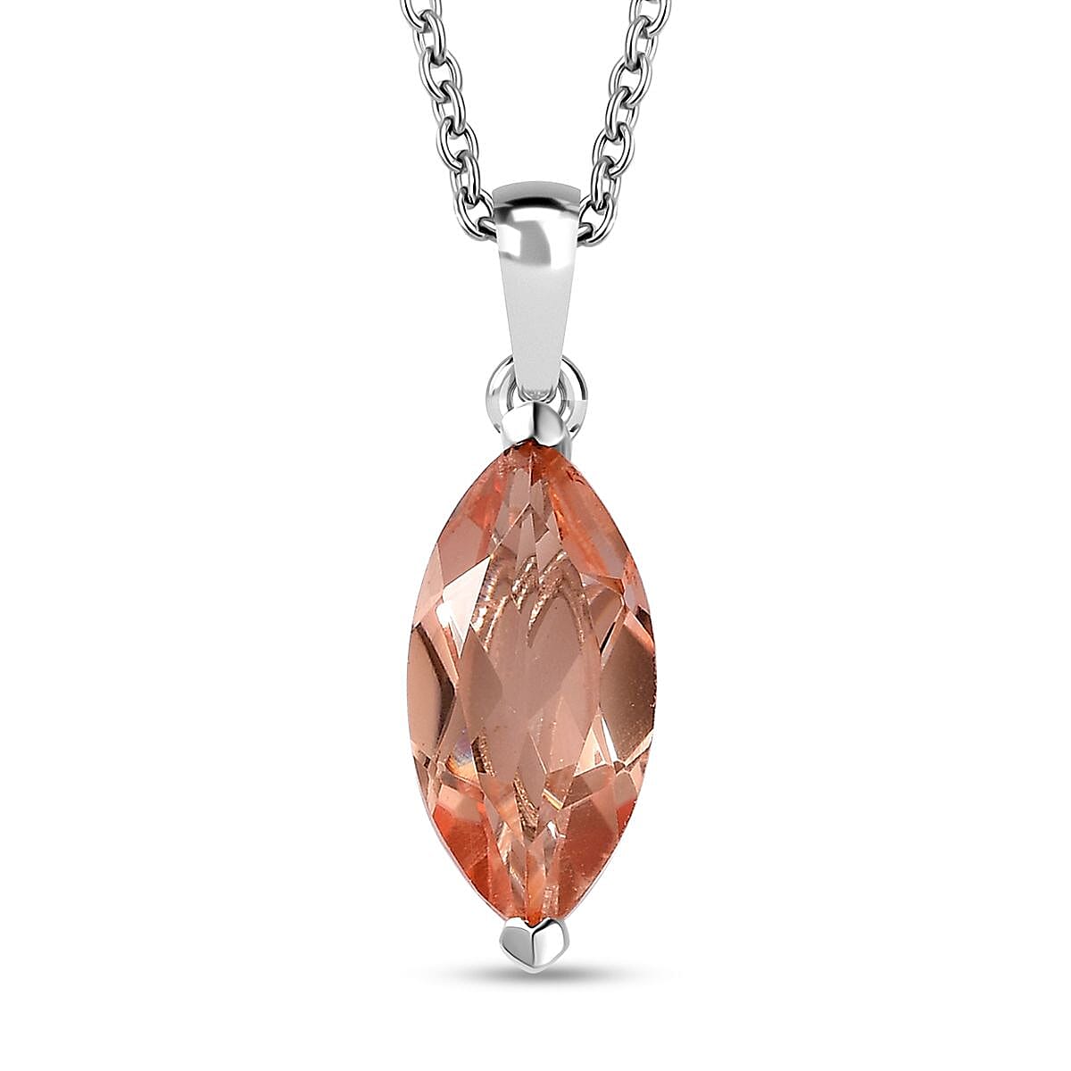 Morganique Quartz (Triplet) Solitaire Ring (Size 6.0) and Pendant in Rhodium Over Sterling Silver with Stainless Steel Necklace 20 Inches 8.40 ctw