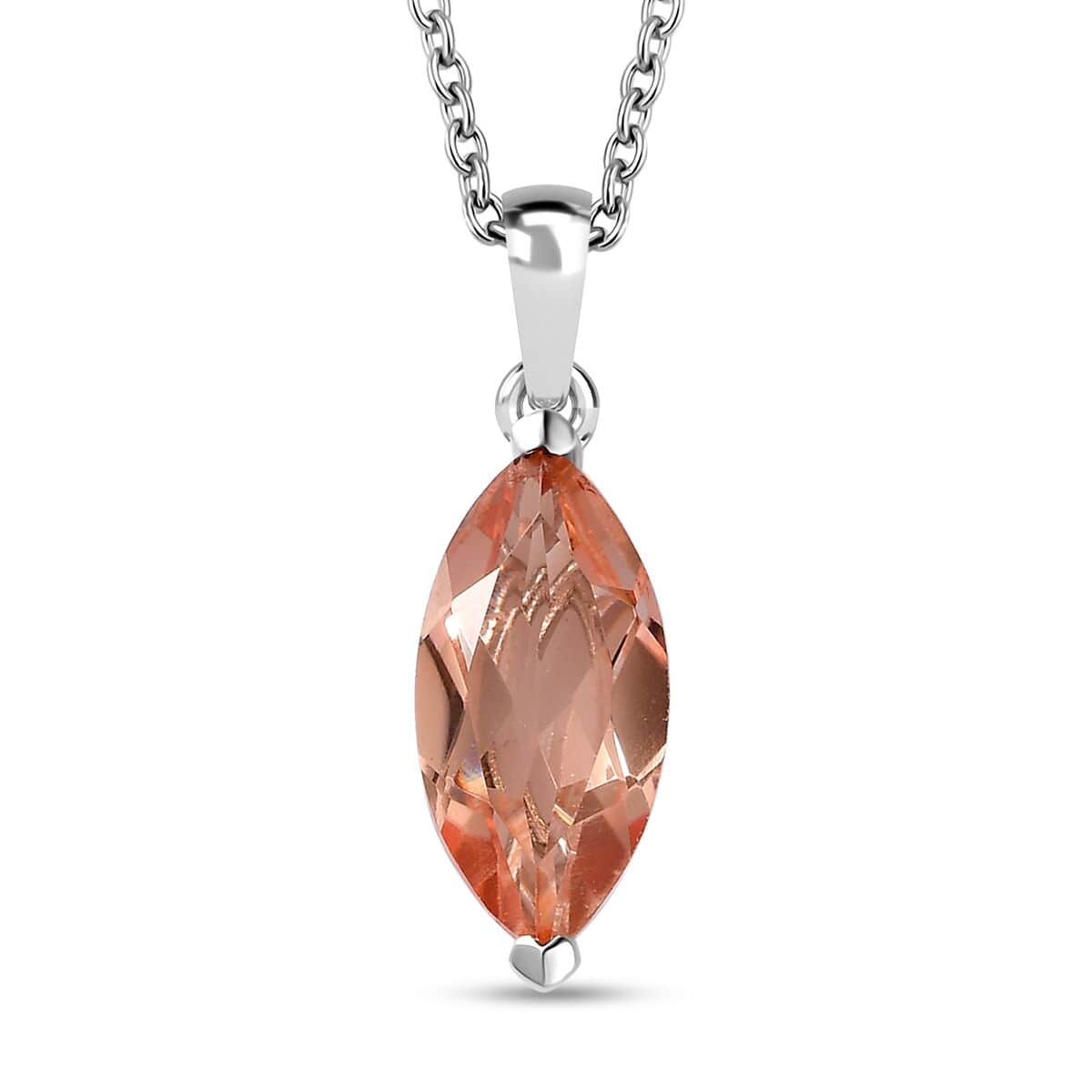 Morganique Quartz (Triplet) Solitaire Ring (Size 6.0) and Pendant in Rhodium Over Sterling Silver with Stainless Steel Necklace 20 Inches 8.40 ctw image number 5