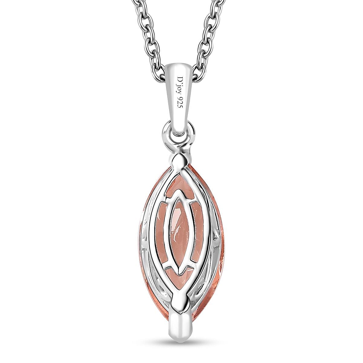 Morganique Quartz (Triplet) Solitaire Ring (Size 6.0) and Pendant in Rhodium Over Sterling Silver with Stainless Steel Necklace 20 Inches 8.40 ctw