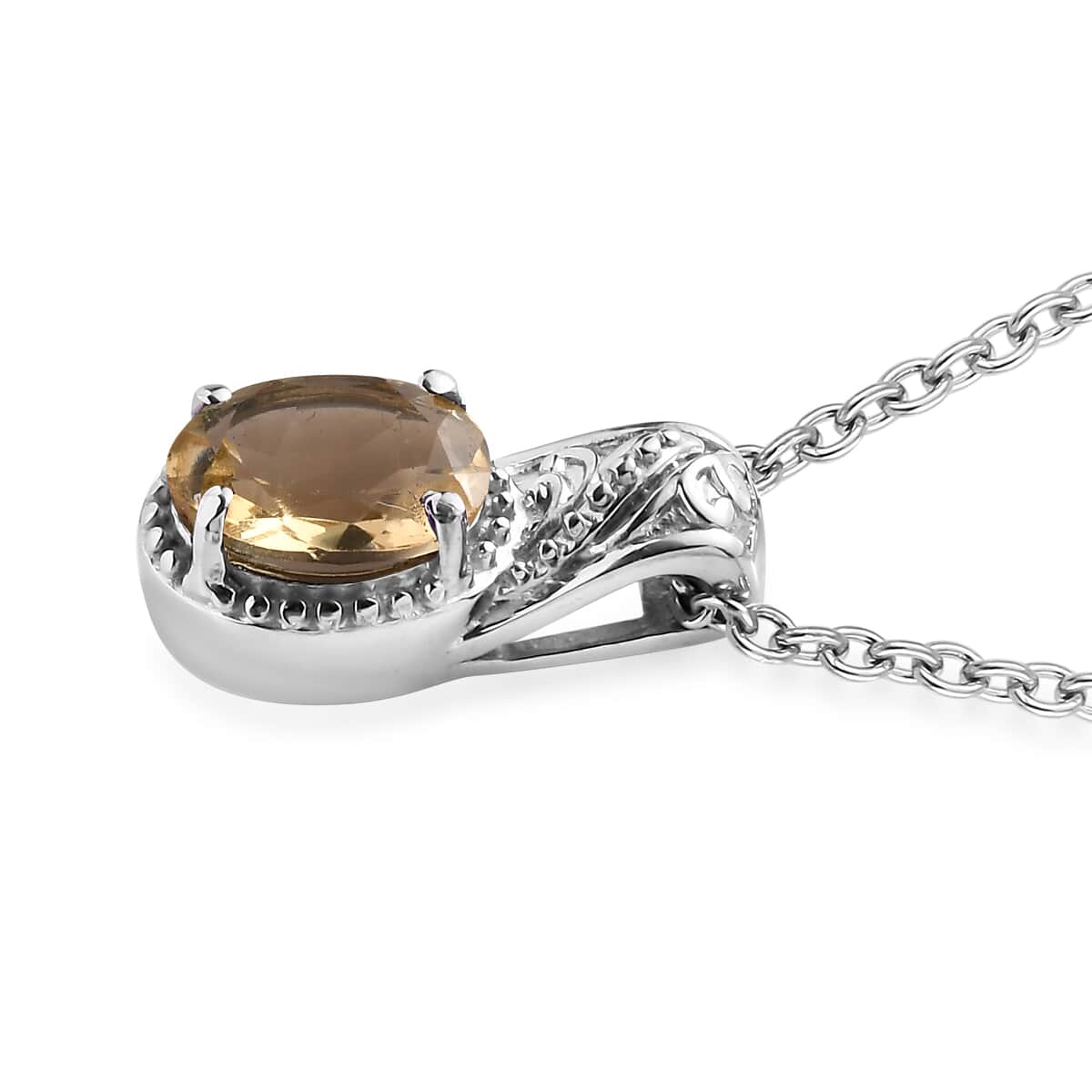 Brazilian Citrine 1.65 ctw Solitaire Pendant Necklace in Stainless Steel 20 Inches image number 3