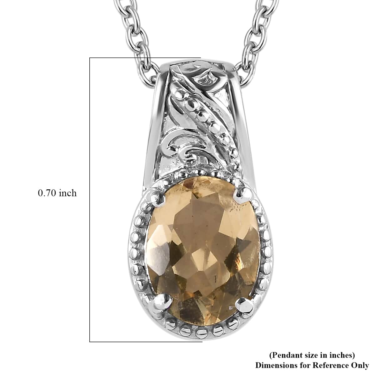 Brazilian Citrine 1.65 ctw Solitaire Pendant Necklace in Stainless Steel 20 Inches image number 6