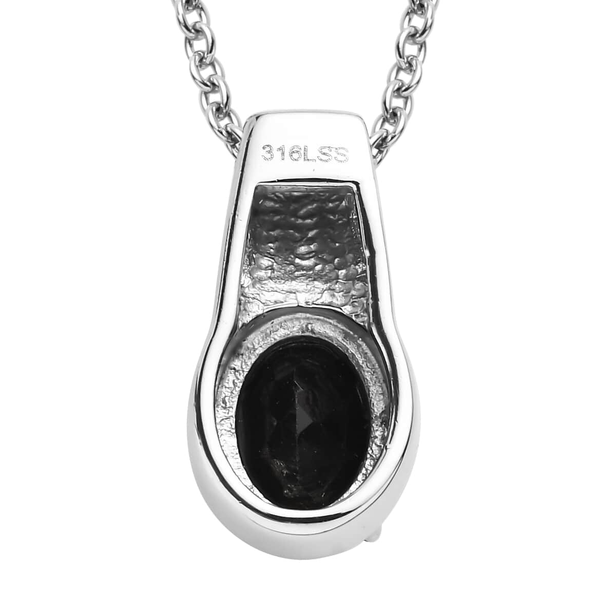 Thai Black Spinel 2.40 ctw Solitaire Pendant Necklace in Stainless Steel 20 Inches image number 4