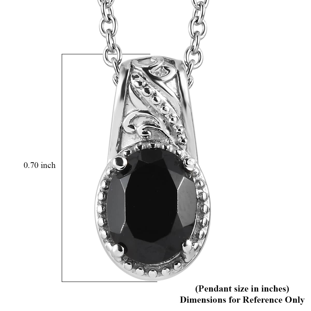 Thai Black Spinel 2.40 ctw Solitaire Pendant Necklace in Stainless Steel 20 Inches image number 6