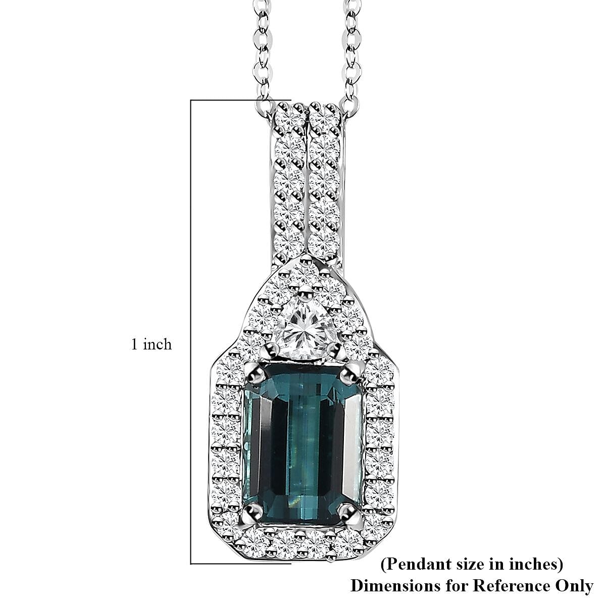 Certified & Appraised Rhapsody 950 Platinum AAAA Monte Belo Indicolite and E-F VS Diamond Pendant Necklace 18 Inches 4.60 Grams 2.31 ctw