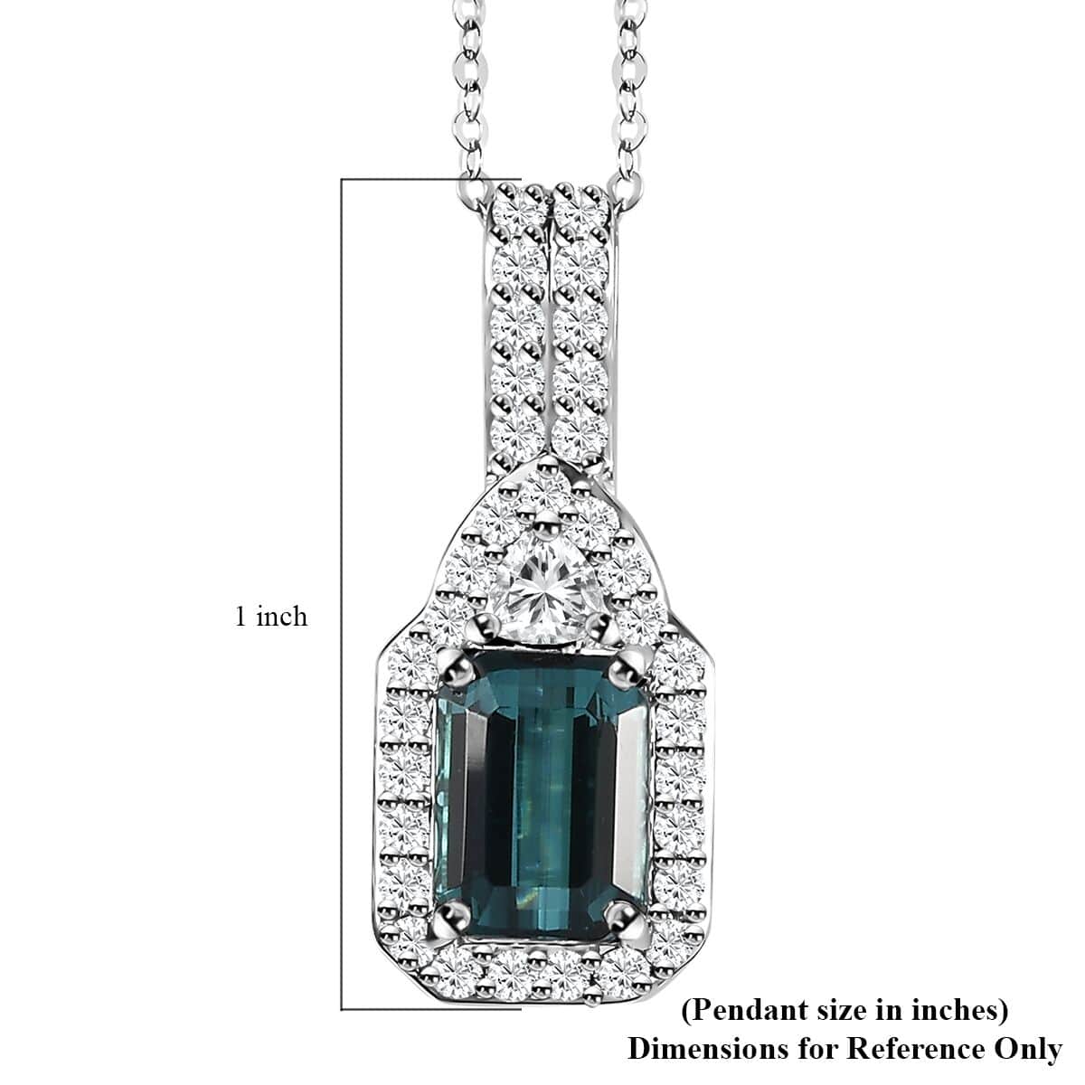 Certified & Appraised Rhapsody 950 Platinum AAAA Monte Belo Indicolite and E-F VS Diamond Pendant Necklace 18 Inches 4.60 Grams 2.31 ctw image number 6