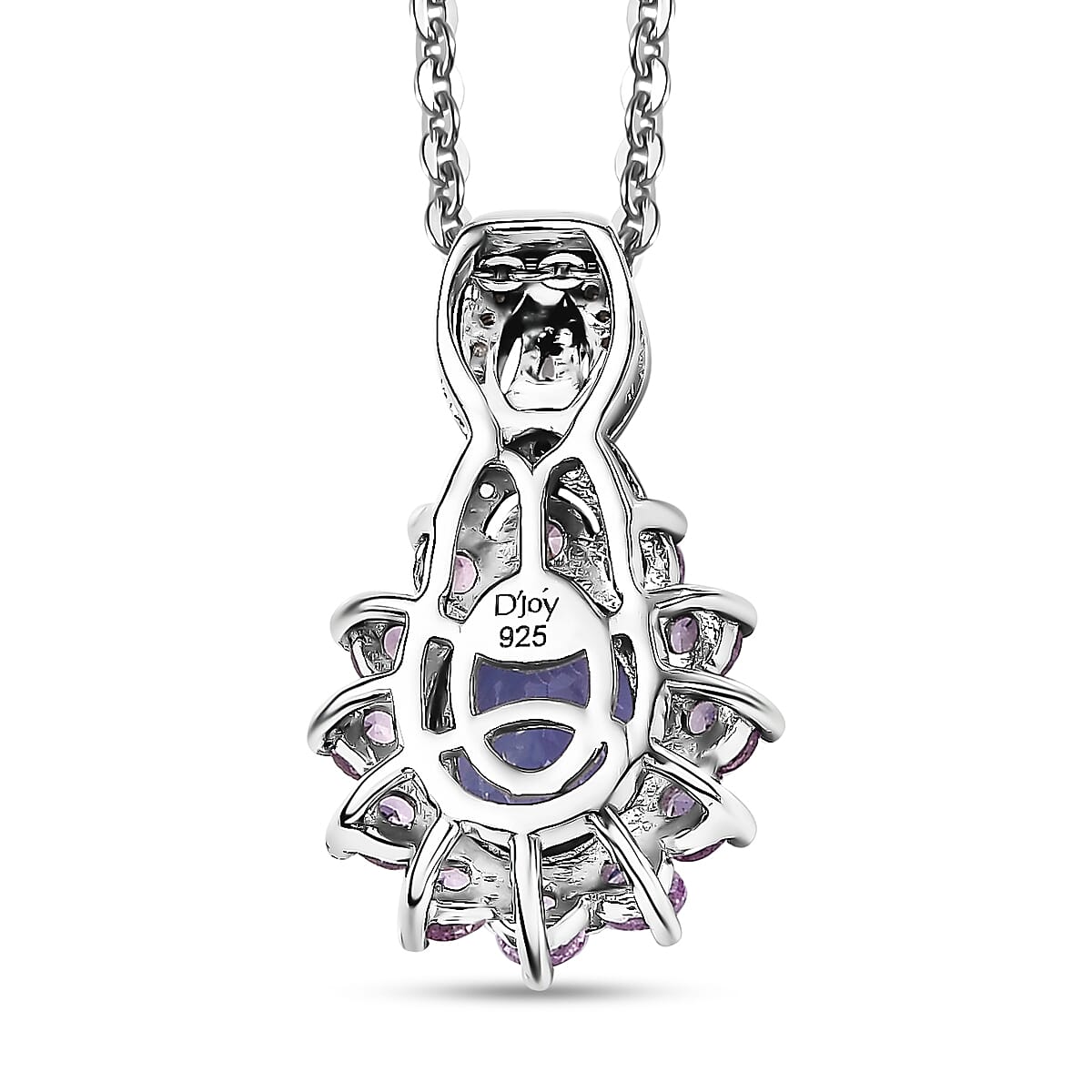 Tanzanite and Multi Gemstone 2.20 ctw Chandelier Tree Pendant Necklace 20 Inches in Platinum Over and Rhodium Over Sterling Silver