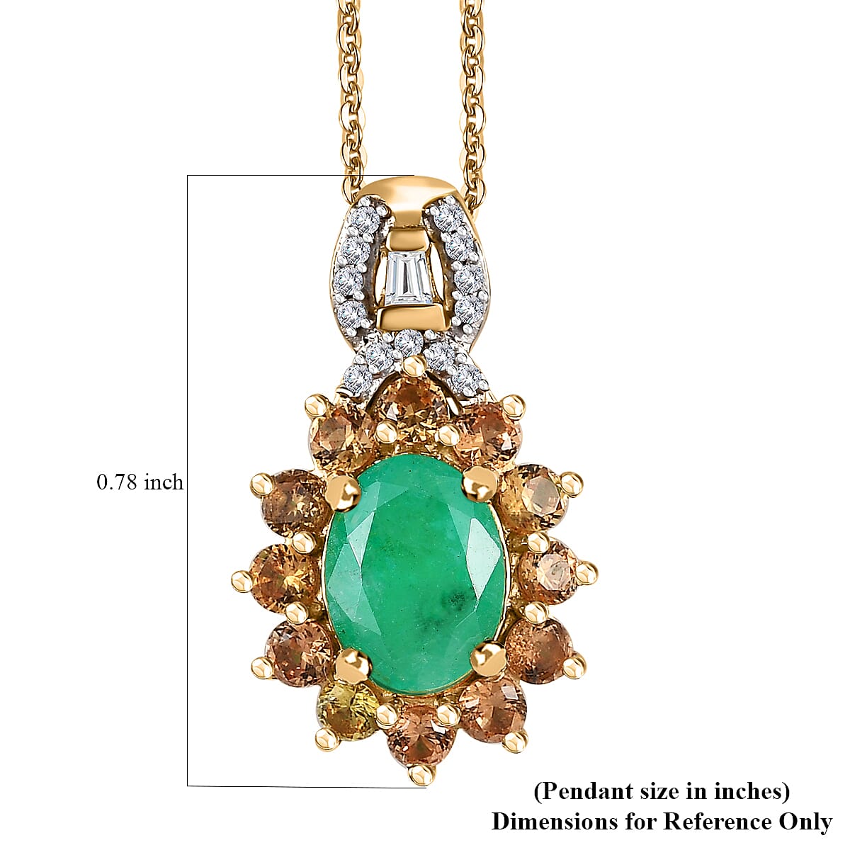 Kagem Zambian Emerald and Multi Gemstone 2.10 ctw Chandelier Tree Pendant Necklace 20 Inches in 18K Vermeil Yellow Gold Over Sterling Silver