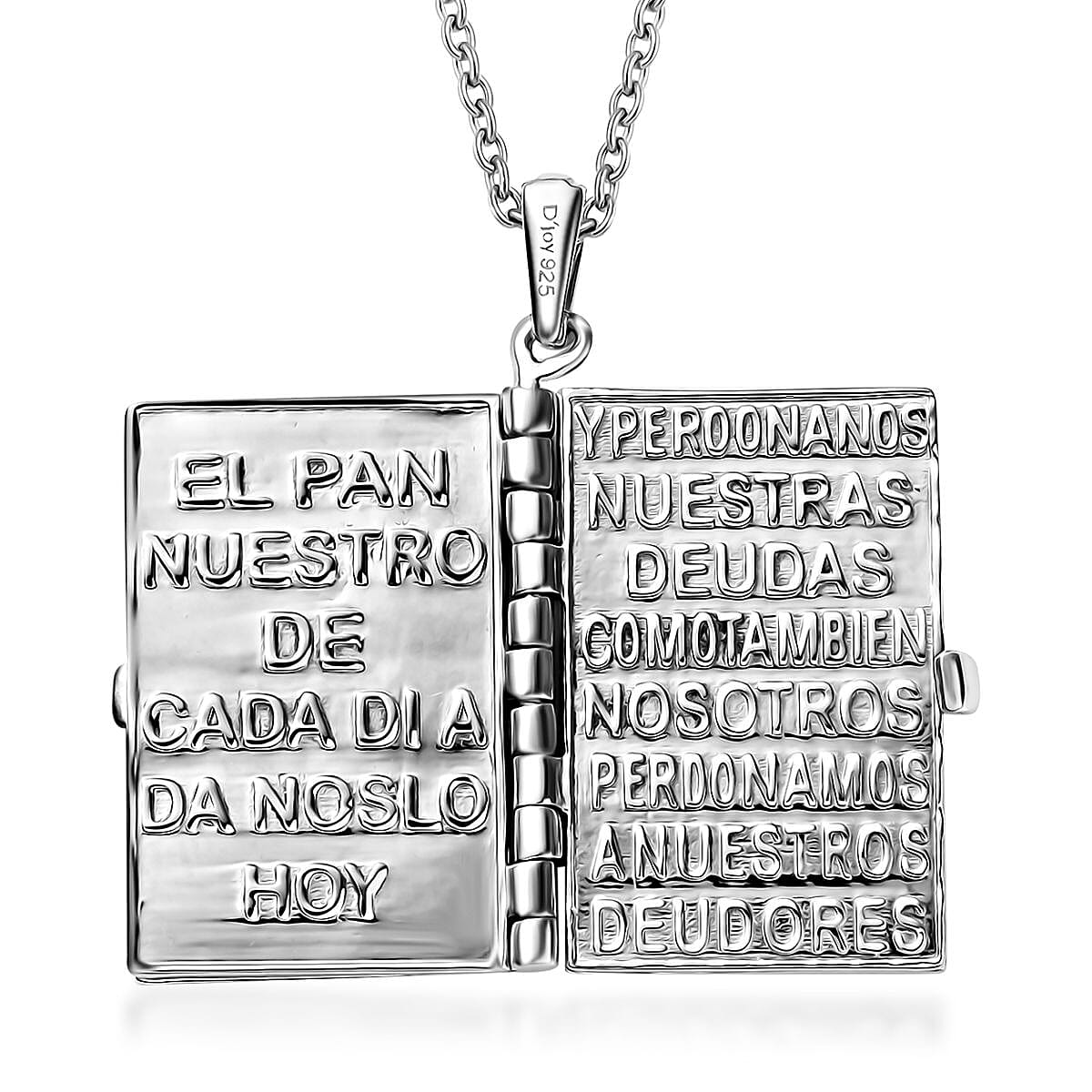 Pendant in Rhodium Over Sterling Silver 6.65 Grams with Stainless Steel Necklace 20 Inches