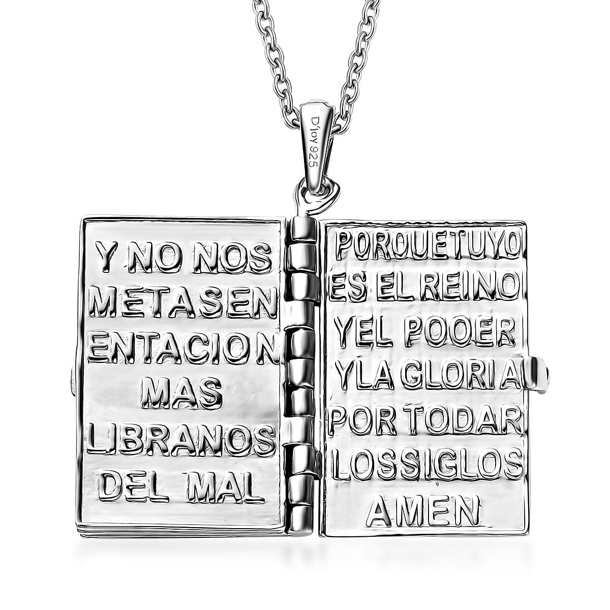 Pendant in Rhodium Over Sterling Silver 6.65 Grams with Stainless Steel Necklace 20 Inches