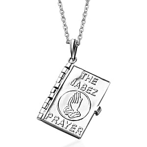 The Jabez Prayer Pendant in Rhodium Over Sterling Silver 5.70 Grams with Stainless Steel Necklace 20 Inches