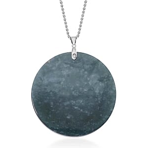 Omlec Jadeite Pendant 190.00 ctw Necklace in Rhodium Over Sterling Silver 20 Inches