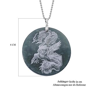 Omlec Jadeite Pendant 190.00 ctw Necklace in Rhodium Over Sterling Silver 20 Inches