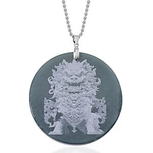Olmec Jadeite 190.00 ctw Pendant Necklace in Rhodium Over Sterling Silver (20 Inches)