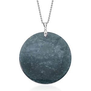Olmec Jadeite 190.00 ctw Pendant Necklace in Rhodium Over Sterling Silver (20 Inches)