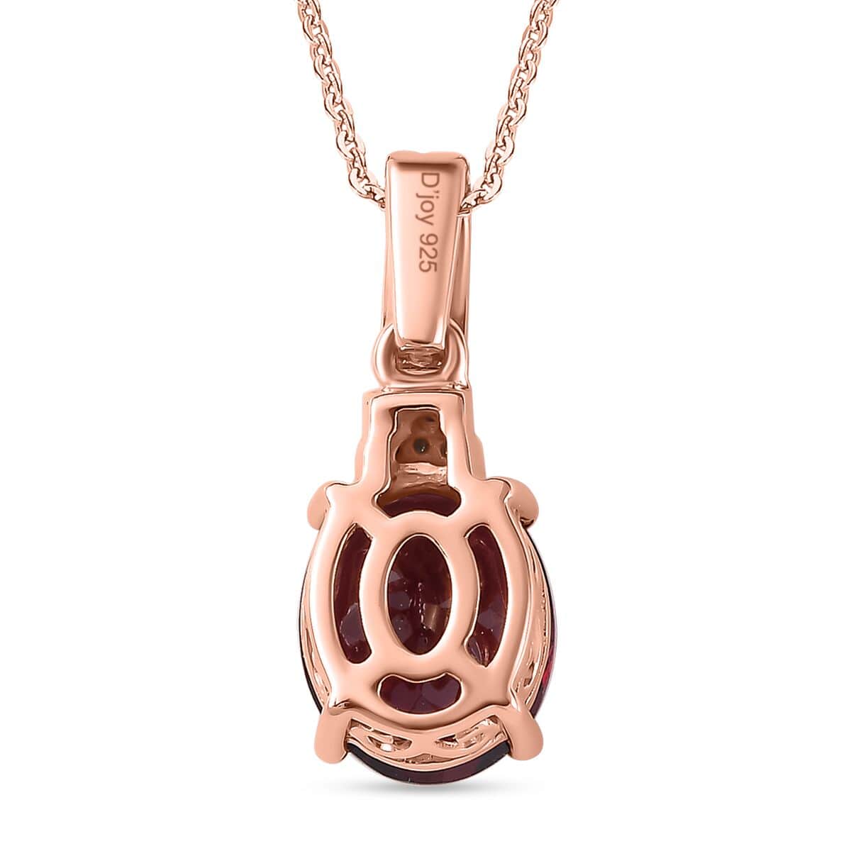 Premium Orissa Rhodolite Garnet, Natural Champagne and White Diamond Pendant Necklace 20 Inches in 18K Vermeil Rose Gold Over Sterling Silver 3.30 ctw image number 4