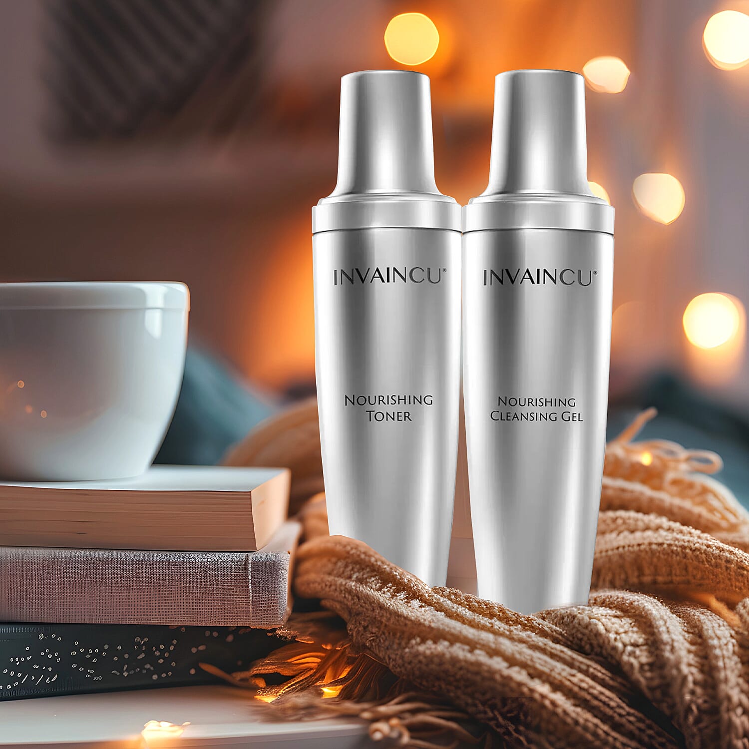 Invaincu Pure Glow Essentials Duo - Probiotic Nourishing Cleansing Gel 120ml and Purifying Toner 120ml