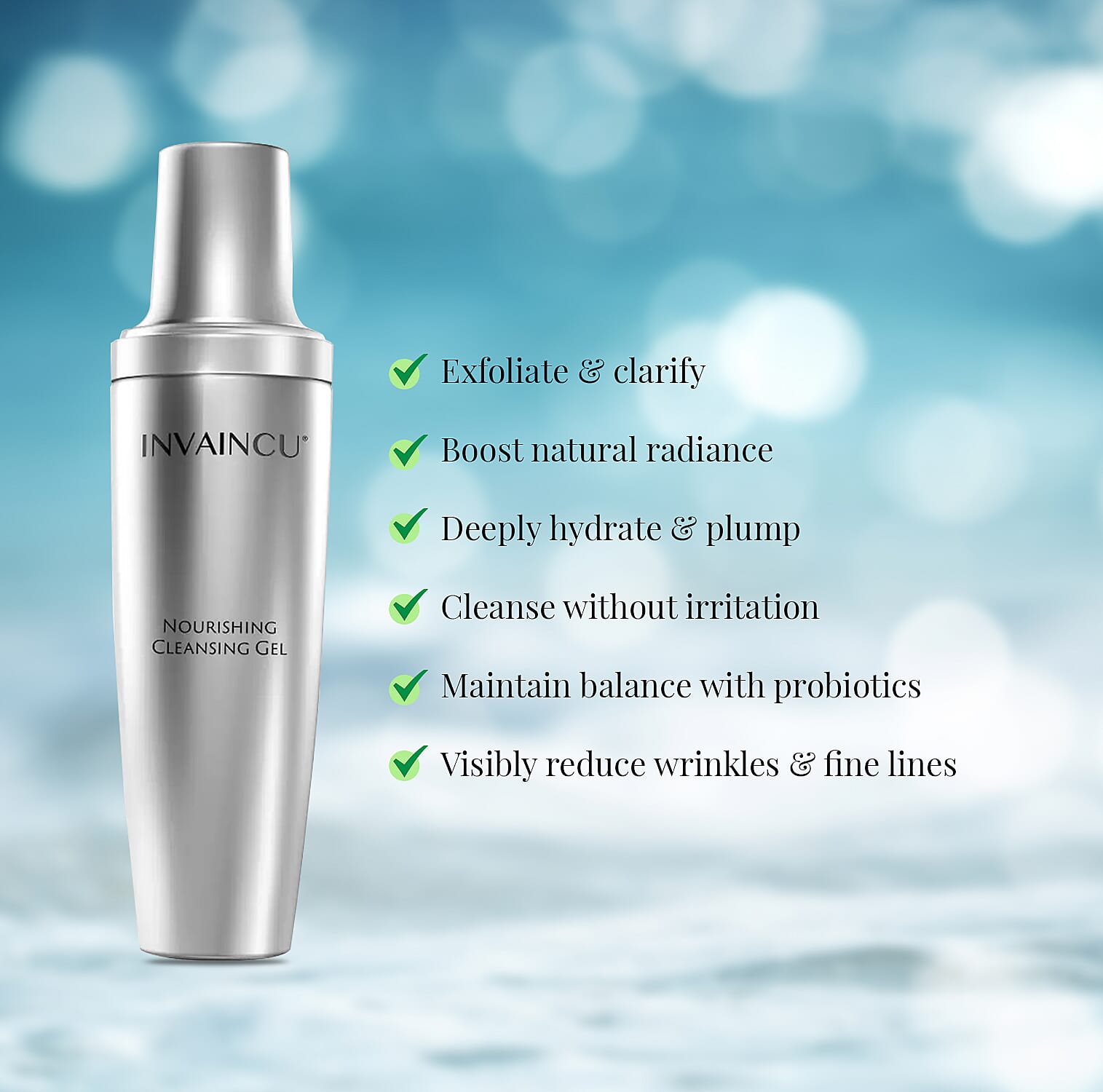 Invaincu Pure Glow Essentials Duo - Probiotic Nourishing Cleansing Gel 120ml and Purifying Toner 120ml
