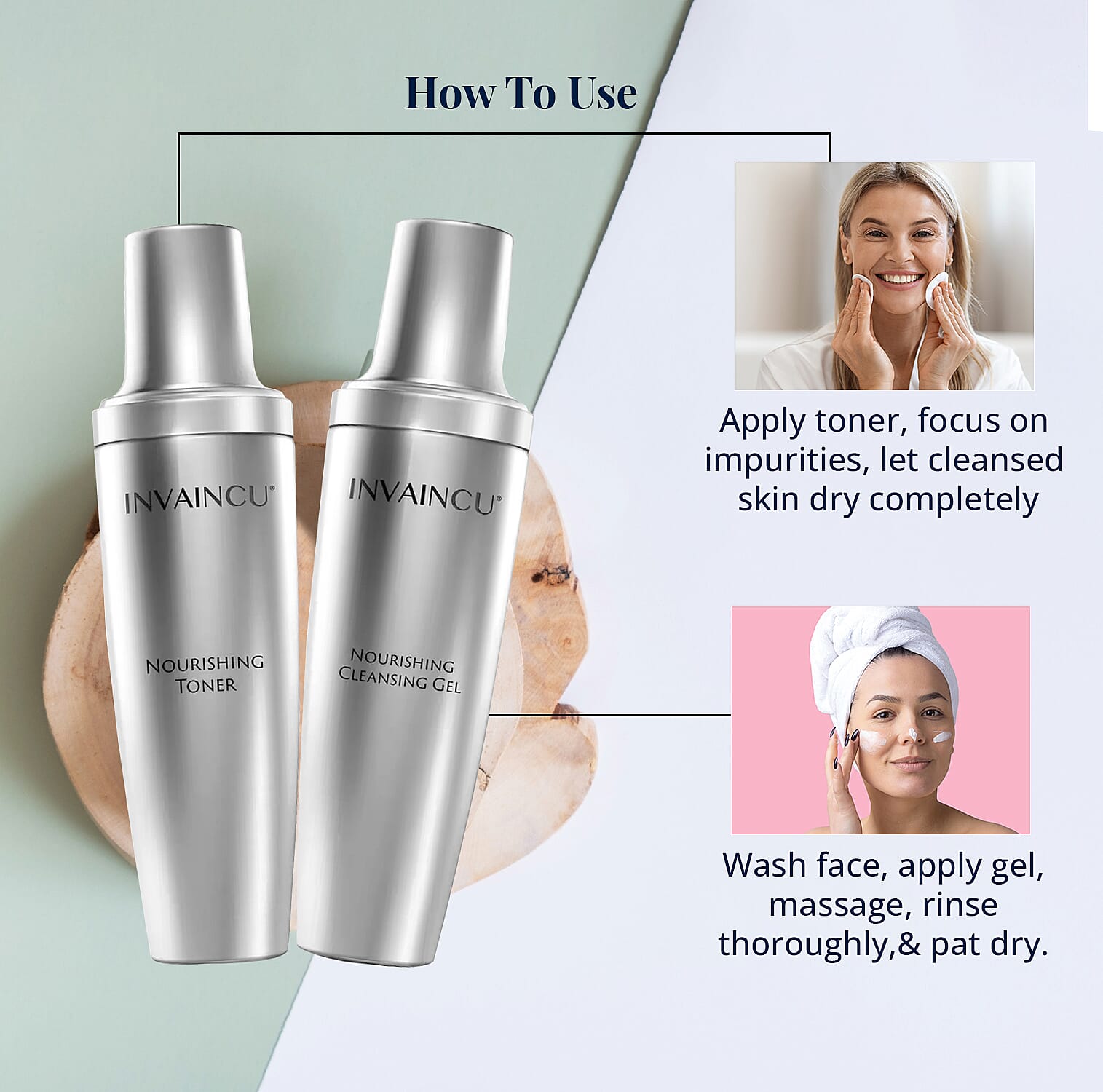 Invaincu Pure Glow Essentials Duo - Probiotic Nourishing Cleansing Gel 120ml and Purifying Toner 120ml