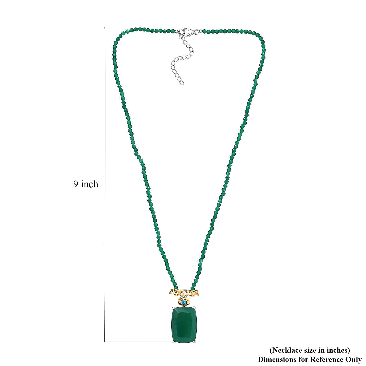 Verde Onyx and Malgache Neon Apatite 124.10 ctw Dragon Pendant with Beaded Necklace in 18K Vermeil YG and Rhodium Over Sterling Silver 18-20 Inches