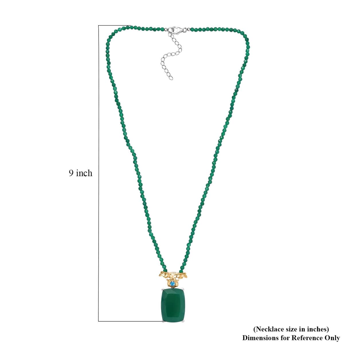 Verde Onyx and Malgache Neon Apatite 124.10 ctw Dragon Pendant with Beaded Necklace in 18K Vermeil YG and Rhodium Over Sterling Silver 18-20 Inches image number 5