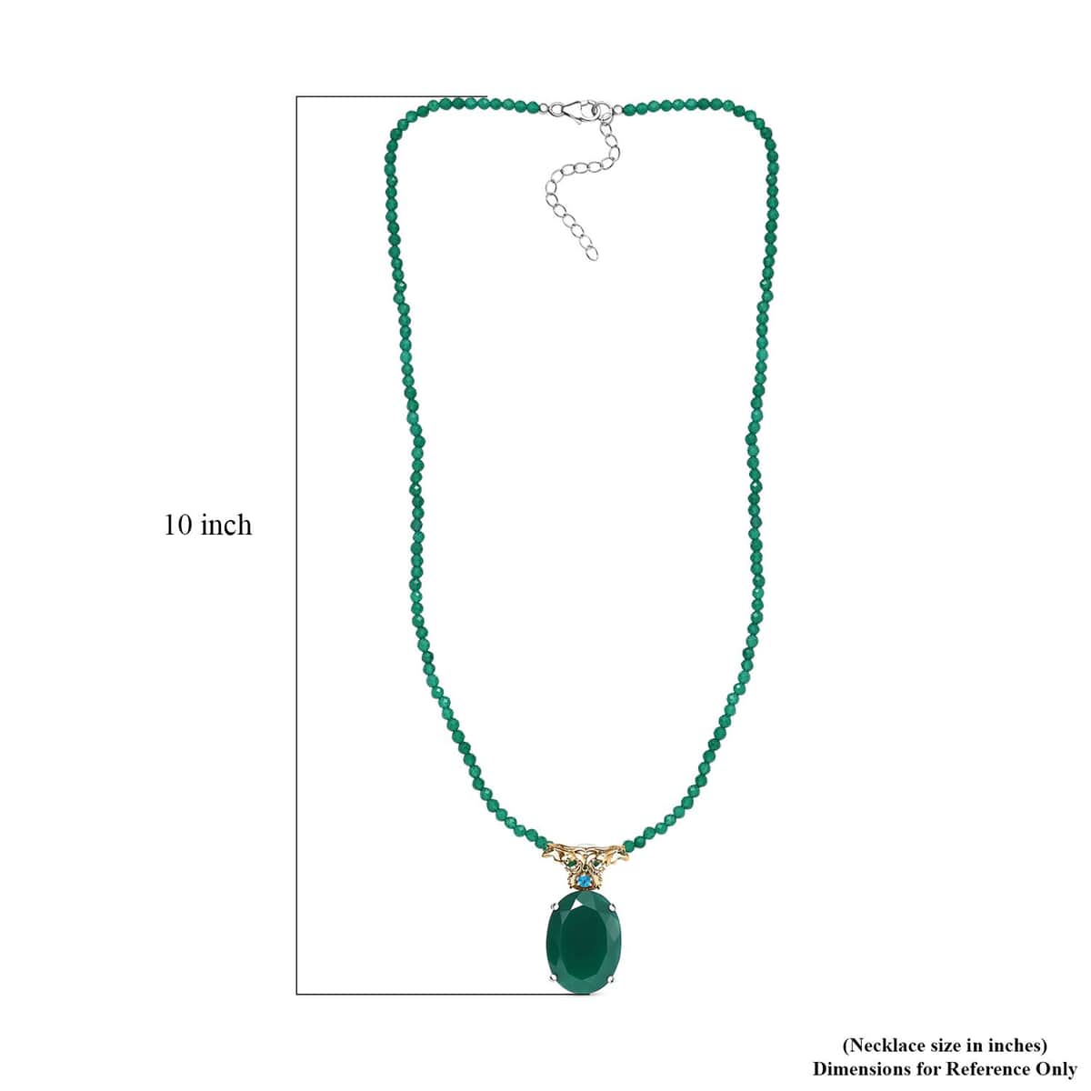 Verde Onyx and Malgache Neon Apatite 120.85 ctw Dragon Pendant with Beaded Necklace in 18K Vermeil YG and Rhodium Over Sterling Silver 18-20 Inches image number 5