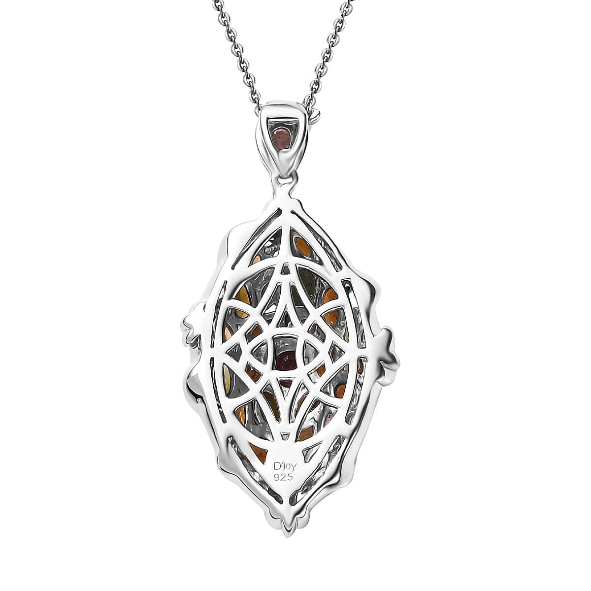 Multi-Tourmaline 4.75 ctw Leaf Pendant Necklace in 18K Vermeil YG and Rhodium Over Sterling Silver 20 Inches