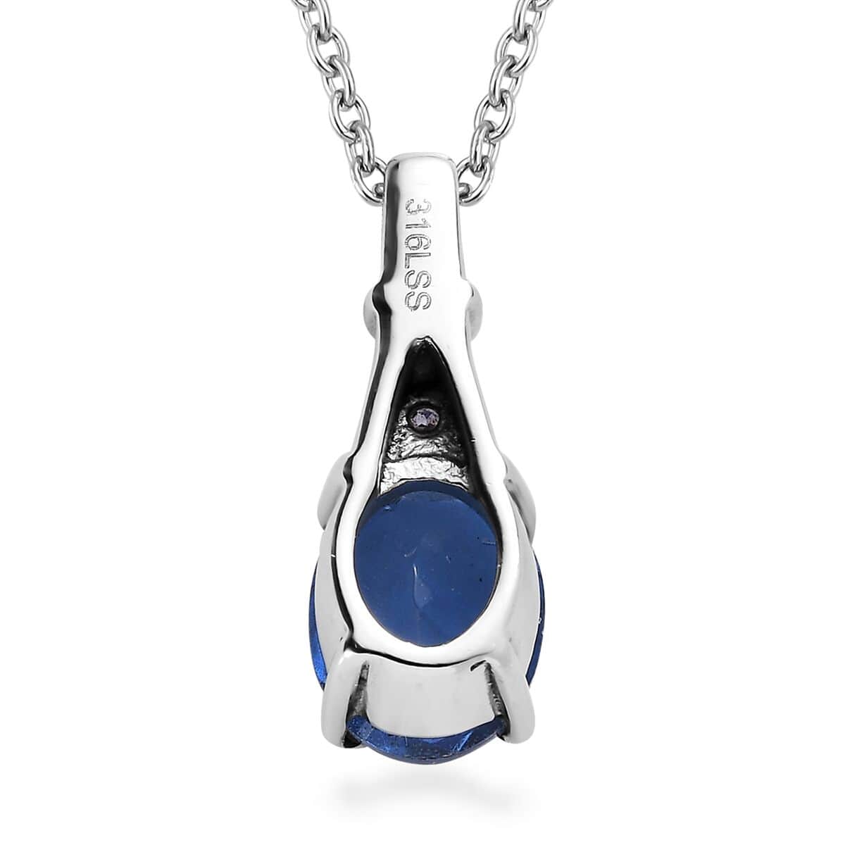 Ceylon Color Quartz (Triplet) and Simulated Tanzanite Diamond 2.90 ctw Pendant Necklace in Stainless Steel 20 Inches image number 4