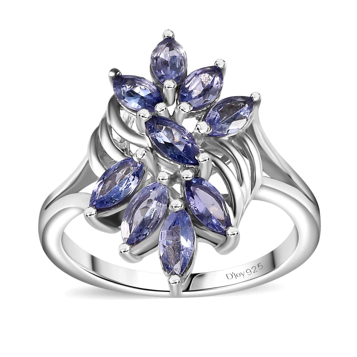 Tanzanite Floral Ring (Size 5.0), Pendant Necklace (20 Inches) in Rhodium Over Sterling Silver 2.40 ctw image number 3