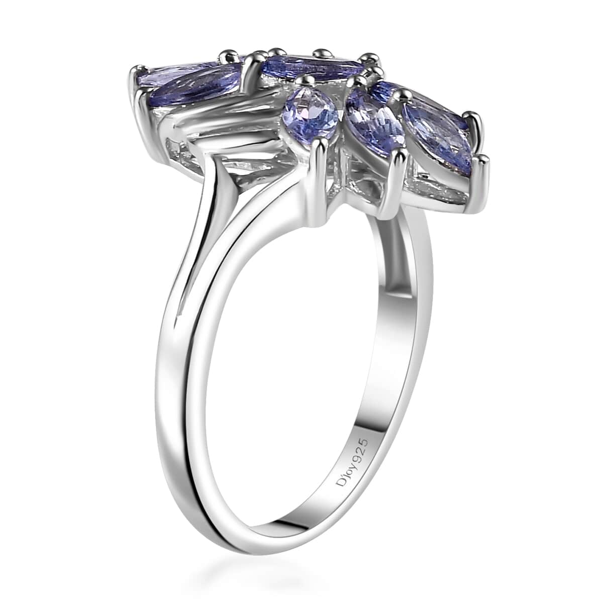 Tanzanite Floral Ring (Size 5.0), Pendant Necklace (20 Inches) in Rhodium Over Sterling Silver 2.40 ctw image number 4