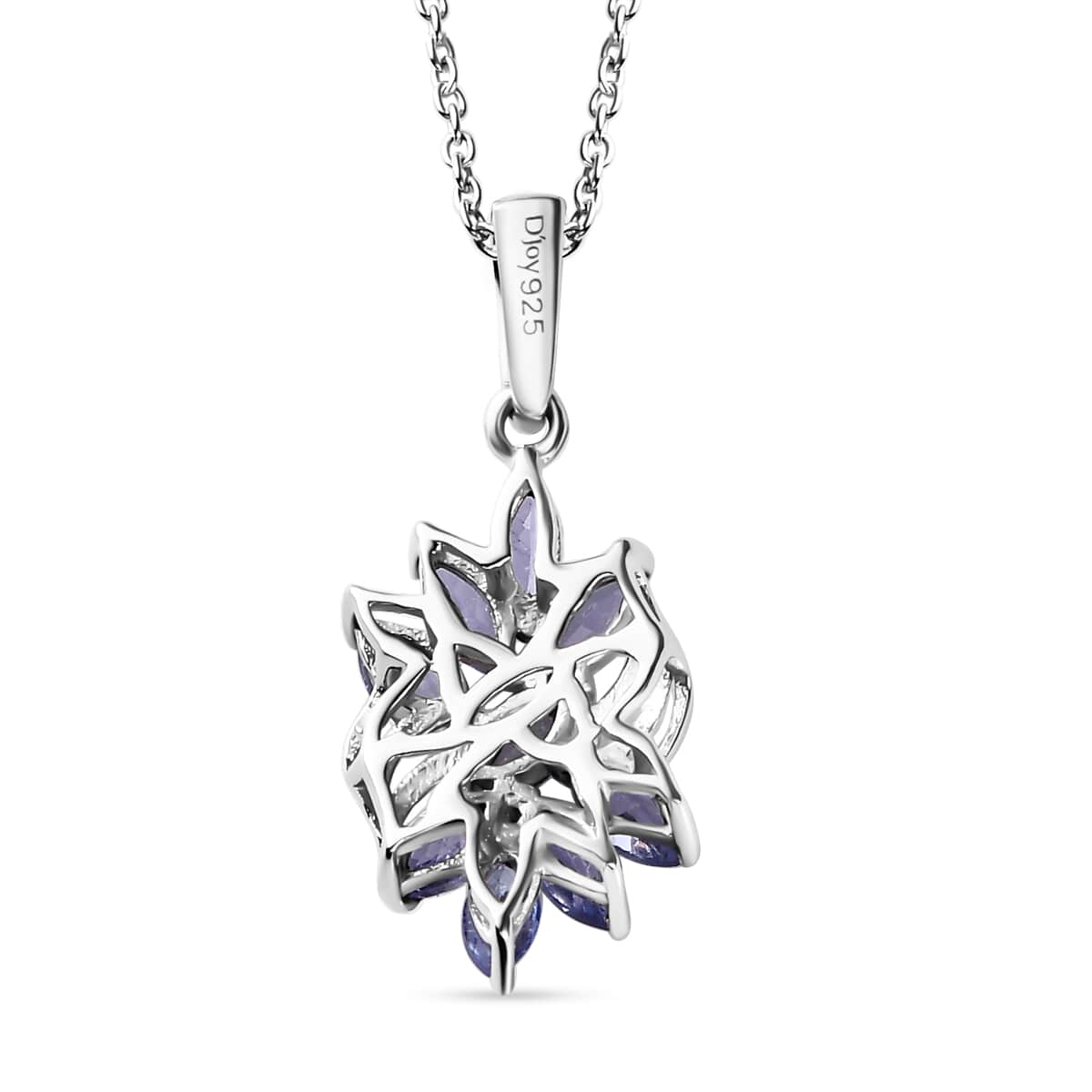 Tanzanite Floral Ring (Size 5.0), Pendant Necklace (20 Inches) in Rhodium Over Sterling Silver 2.40 ctw image number 8