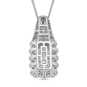 Moissanite 3.60 ctw Art Deco Pendant Necklace in Rhodium Over Sterling Silver 20 Inches