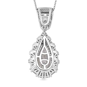 Moissanite 2.85 ctw Art Deco Pendant Necklace (20 Inches) in Rhodium Over Sterling Silver