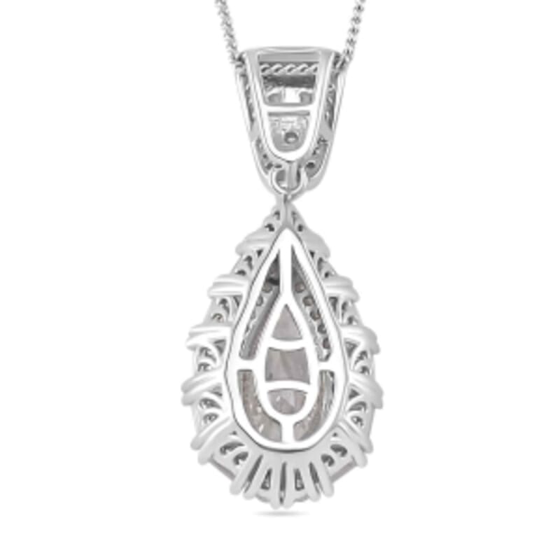 Moissanite 2.85 ctw Art Deco Pendant Necklace (20 Inches) in Rhodium Over Sterling Silver