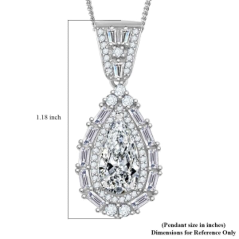 Moissanite 2.85 ctw Art Deco Pendant Necklace (20 Inches) in Rhodium Over Sterling Silver