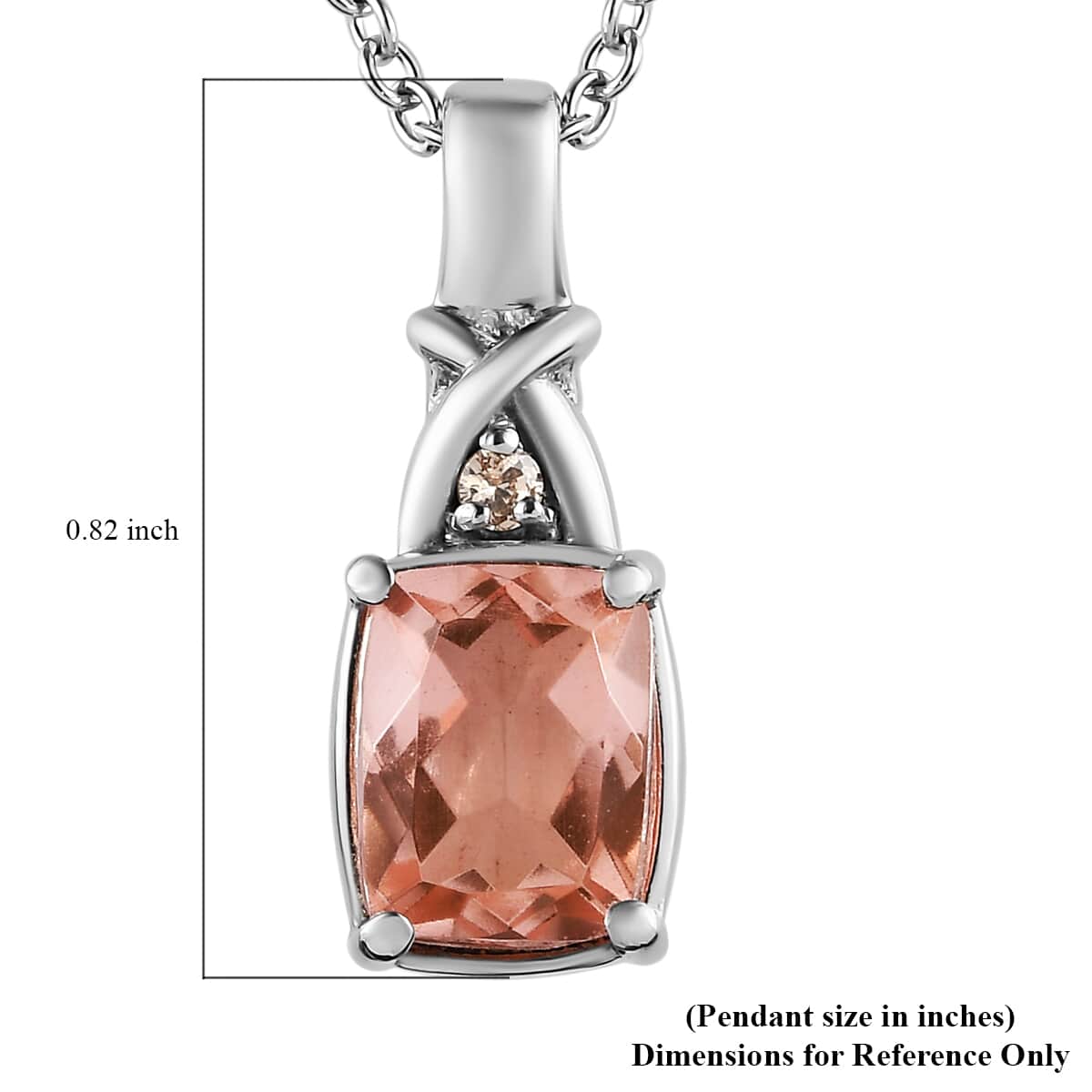 Morganique Quartz (Triplet) and Simulated Champagne Diamond 2.75 ctw Pendant Necklace in Stainless Steel 20 Inches image number 5