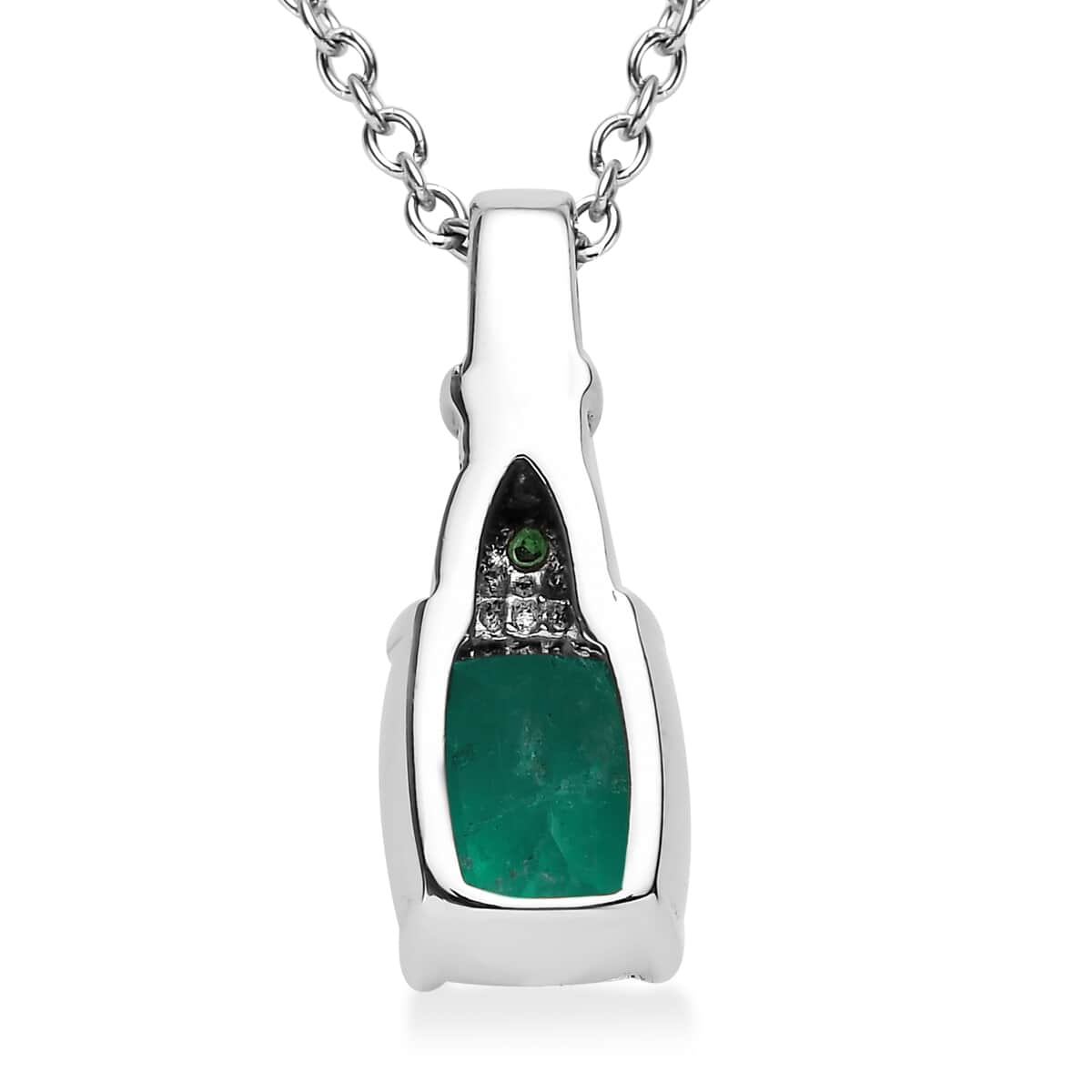 Emeraldine Quartz (Triplet) and Simulated Green Diamond 2.75 ctw Pendant Necklace in Stainless Steel 20 Inches image number 4