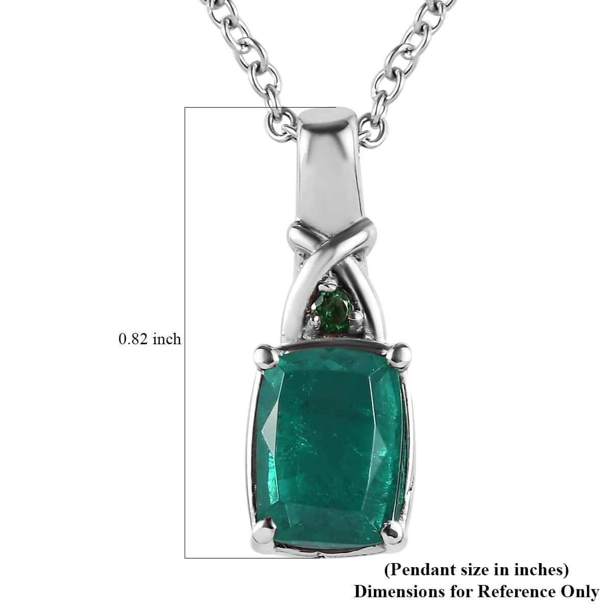 Emeraldine Quartz (Triplet) and Simulated Green Diamond 2.75 ctw Pendant Necklace in Stainless Steel 20 Inches image number 6