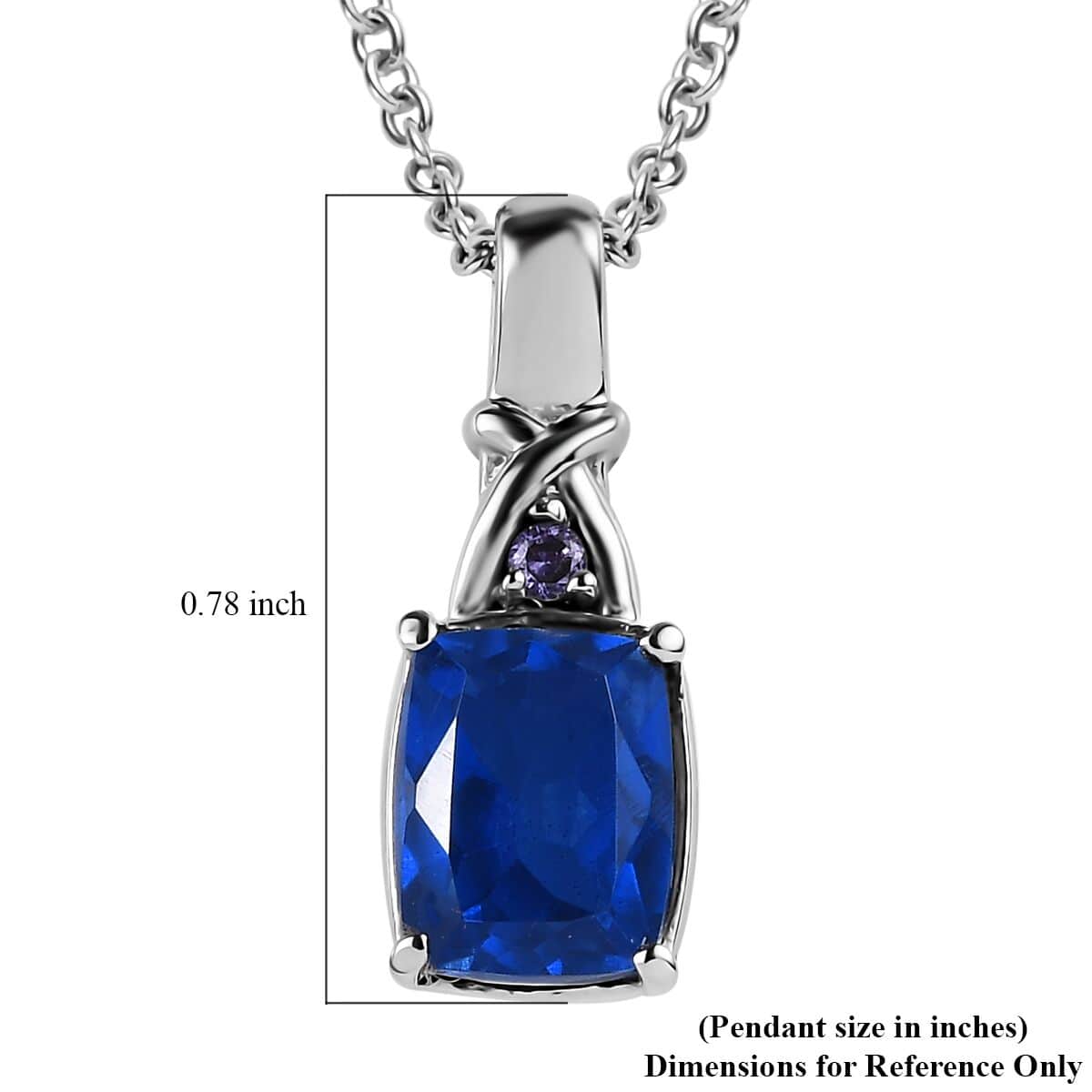 Ceylon Color Quartz (Triplet) and Simulated Tanzanite Diamond 2.60 ctw Pendant Necklace in Stainless Steel 20 Inches image number 6