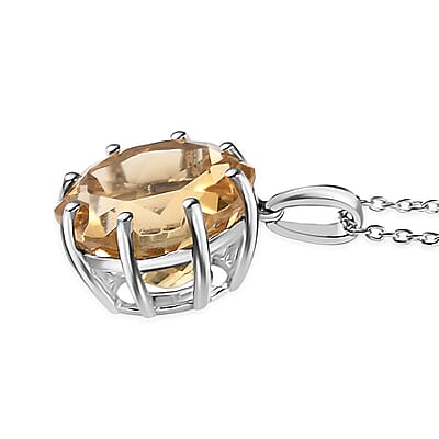 Lotus Cut Brazilian Citrine 10.50 ctw Pendant Necklace 20 Inches in Rhodium Over Sterling Silver