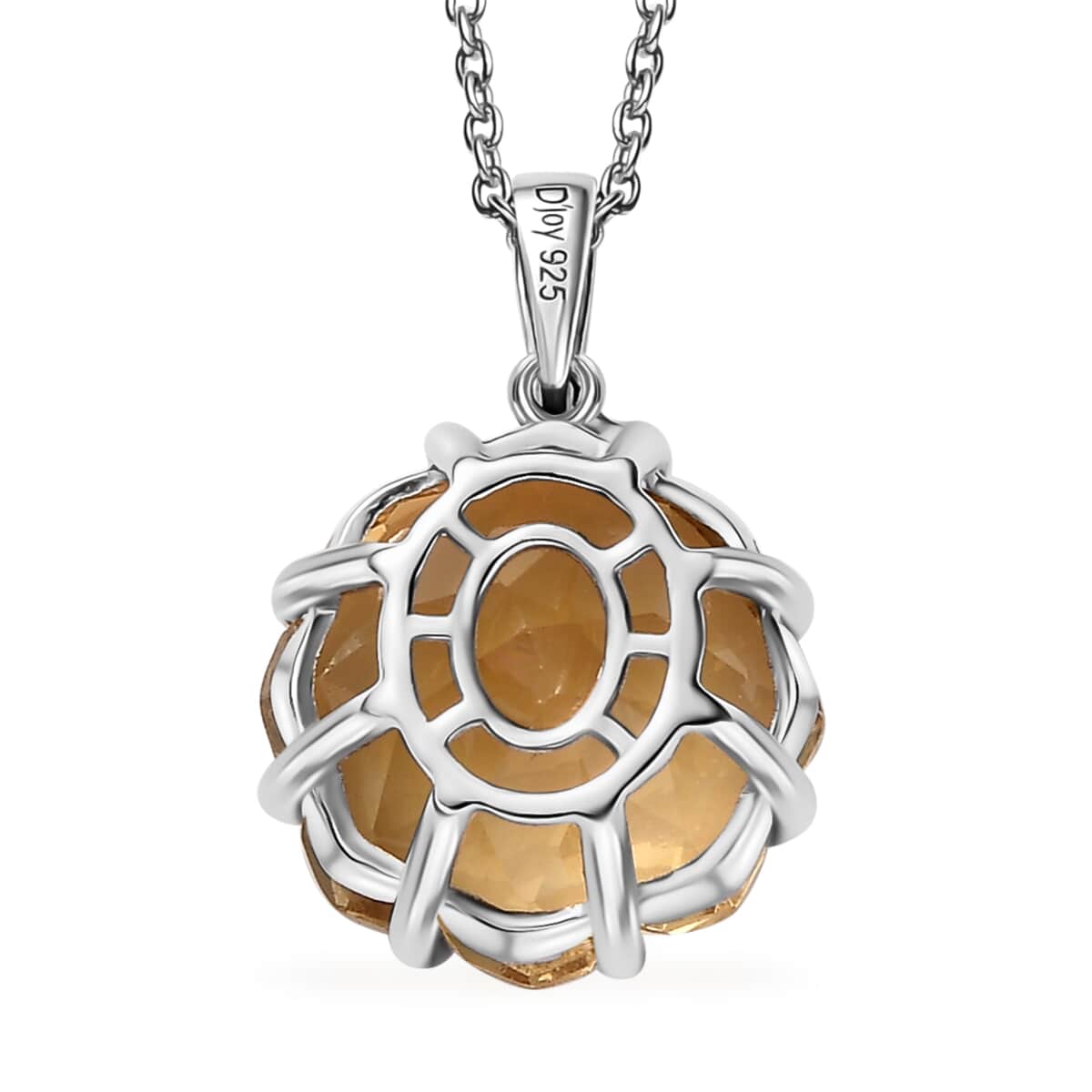 Lotus Cut Brazilian Citrine 10.50 ctw Pendant Necklace 20 Inches in Rhodium Over Sterling Silver image number 4